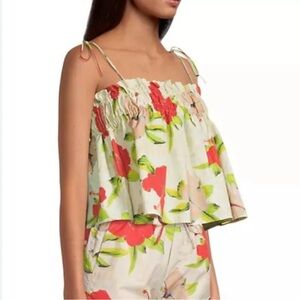 SALE! Ganni Women's Floral Surfer Tie Top NWT